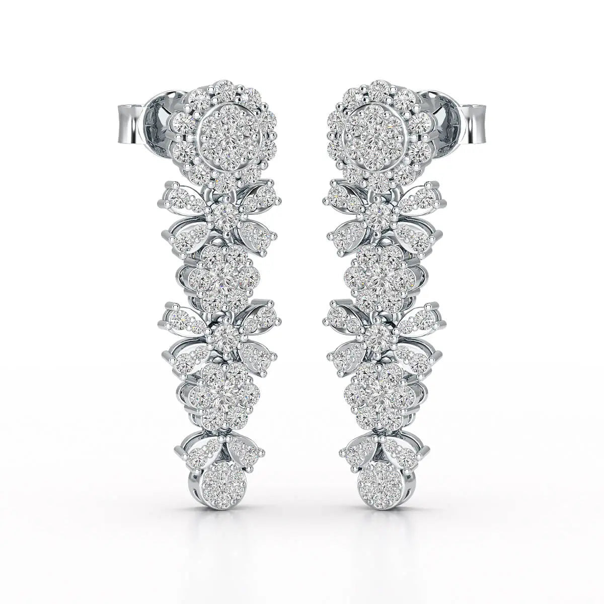 1.34 CT Lab Diamond Flower Drop Earring