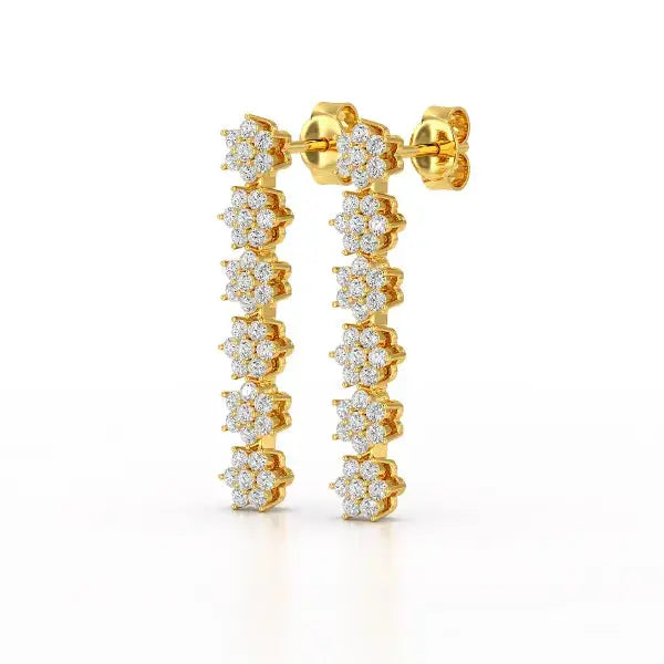 1.35 CT Star Shaped Lab Diamond Dangle Wedding Earrings - Jama Jewels