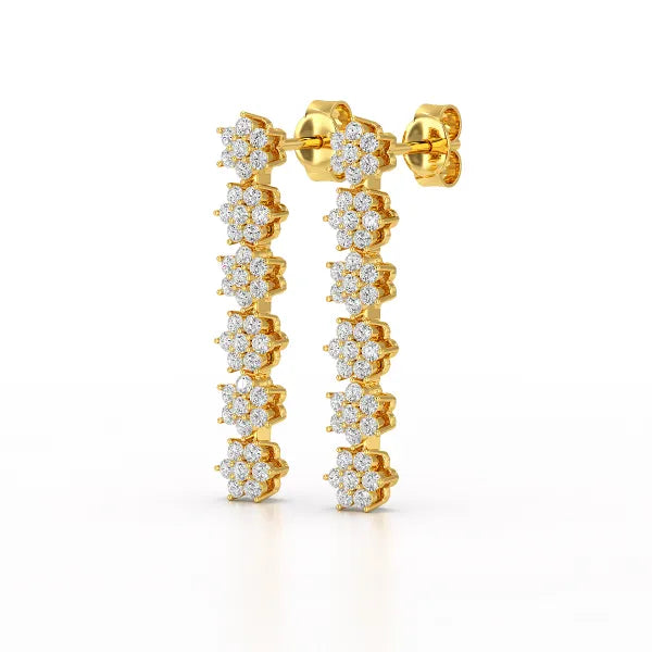 1.35 CT Star Shaped Lab Diamond Dangle Wedding Earrings - Jama Jewels