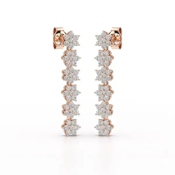 1.35 CT Star Shaped Lab Diamond Dangle Wedding Earrings - Jama Jewels