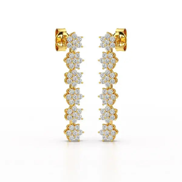 1.35 CT Star Shaped Lab Diamond Dangle Wedding Earrings - Jama Jewels