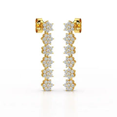 1.35 CT Star Shaped Lab Diamond Dangle Wedding Earrings - Jama Jewels