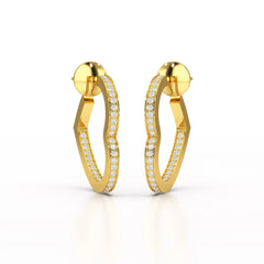 1.38 CT Lab Diamond Heart Shaped Hoop earring
