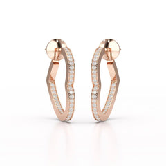 1.38 CT Lab Diamond Heart Shaped Hoop earring