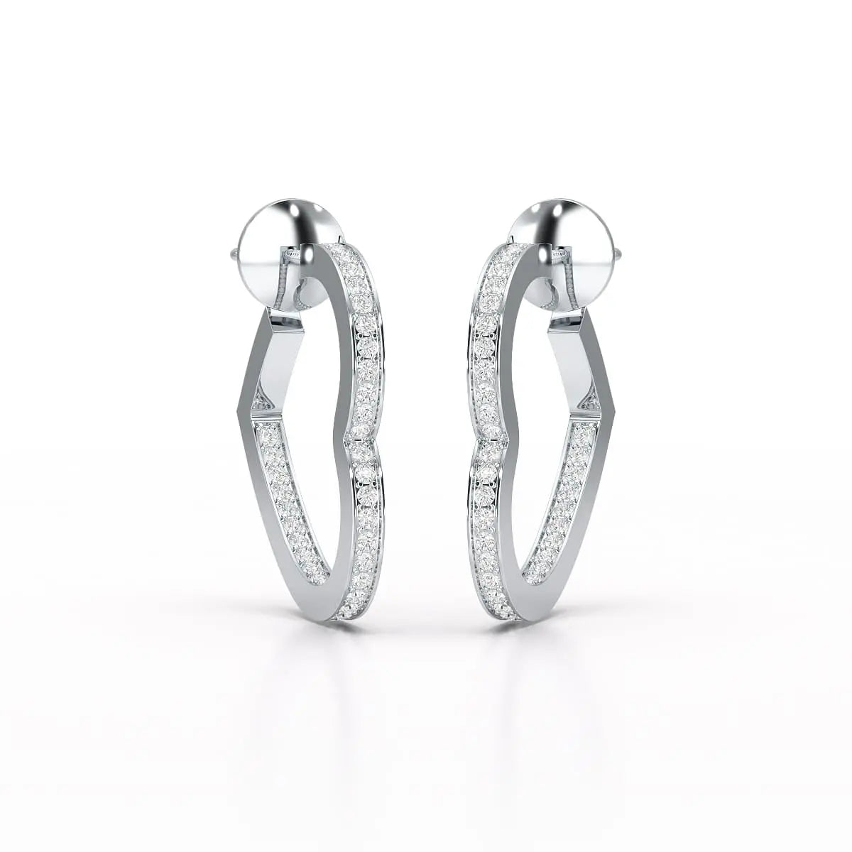 1.38 CT Lab Diamond Heart Shaped Hoop earring