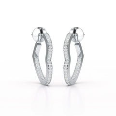 1.38 CT Lab Diamond Heart Shaped Hoop earring