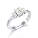 1.3 CT Three Stone Emerald Oval Cut Lab Diamond Ring