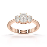 1.3 CT Three Stone Emerald Oval Cut Lab Diamond Ring