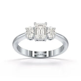 1.3 CT Three Stone Emerald Oval Cut Lab Diamond Ring