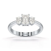 1.3 CT Three Stone Emerald Oval Cut Lab Diamond Ring