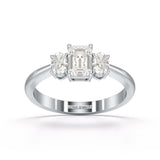 1.3 CT Three Stone Emerald Oval Cut Lab Diamond Ring