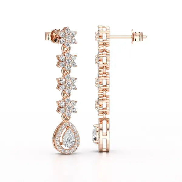 1.48 CT Pear Cut Drop Lab Diamond Earring