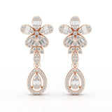 1.4 CT Baguette Cut Lab Diamond  Dangle Drop Earring