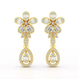 1.4 CT Baguette Cut Lab Diamond  Dangle Drop Earring