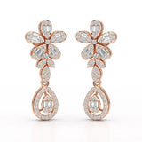 1.4 CT Baguette Cut Lab Diamond  Dangle Drop Earring