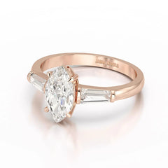 1.4 CT Marquise Cut Lab Diamond Three Stone Ring