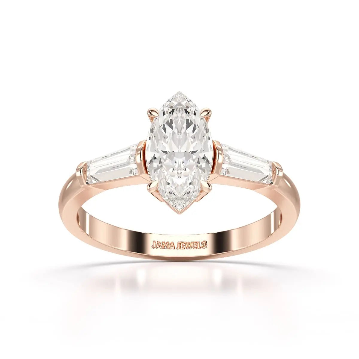 1.4 CT Marquise Cut Lab Diamond Three Stone Ring