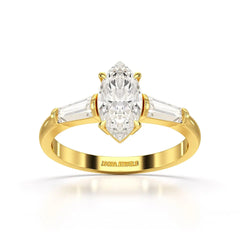 1.4 CT Marquise Cut Lab Diamond Three Stone Ring