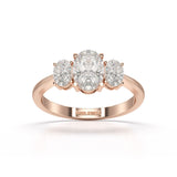 1.4 CT Three Stone Oval Cut Lab Diamond Ring