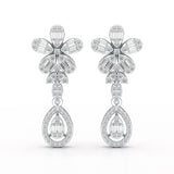 1.4 CT Baguette Cut Lab Diamond  Dangle Drop Earring