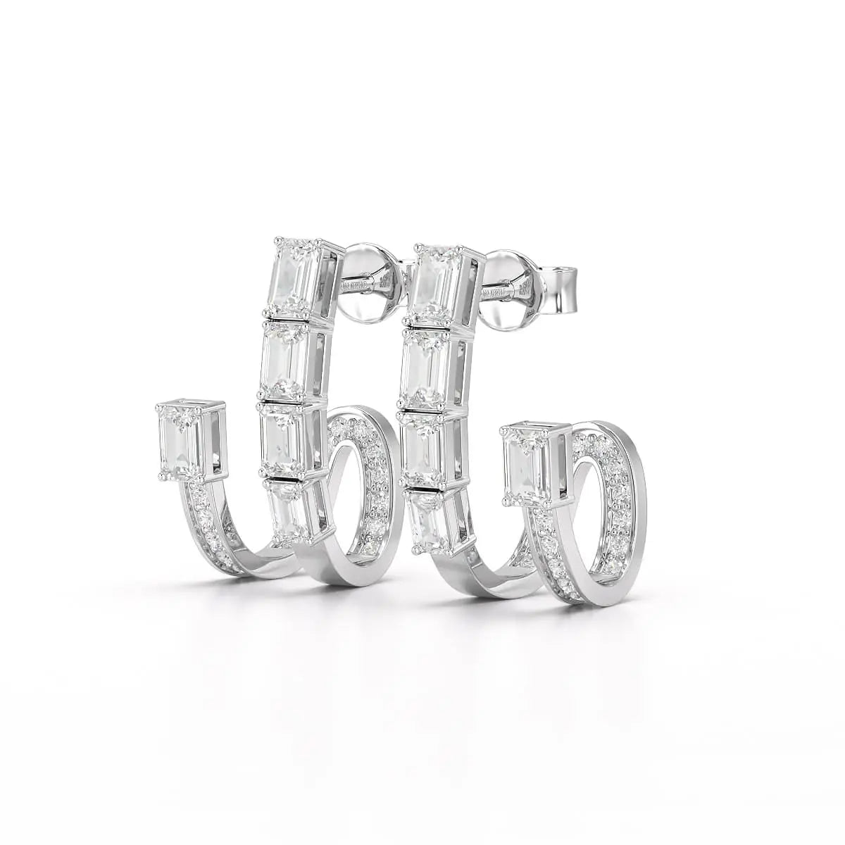 1.53 CT Lab Diamond Emerald Cut Earrings Jama Jewels