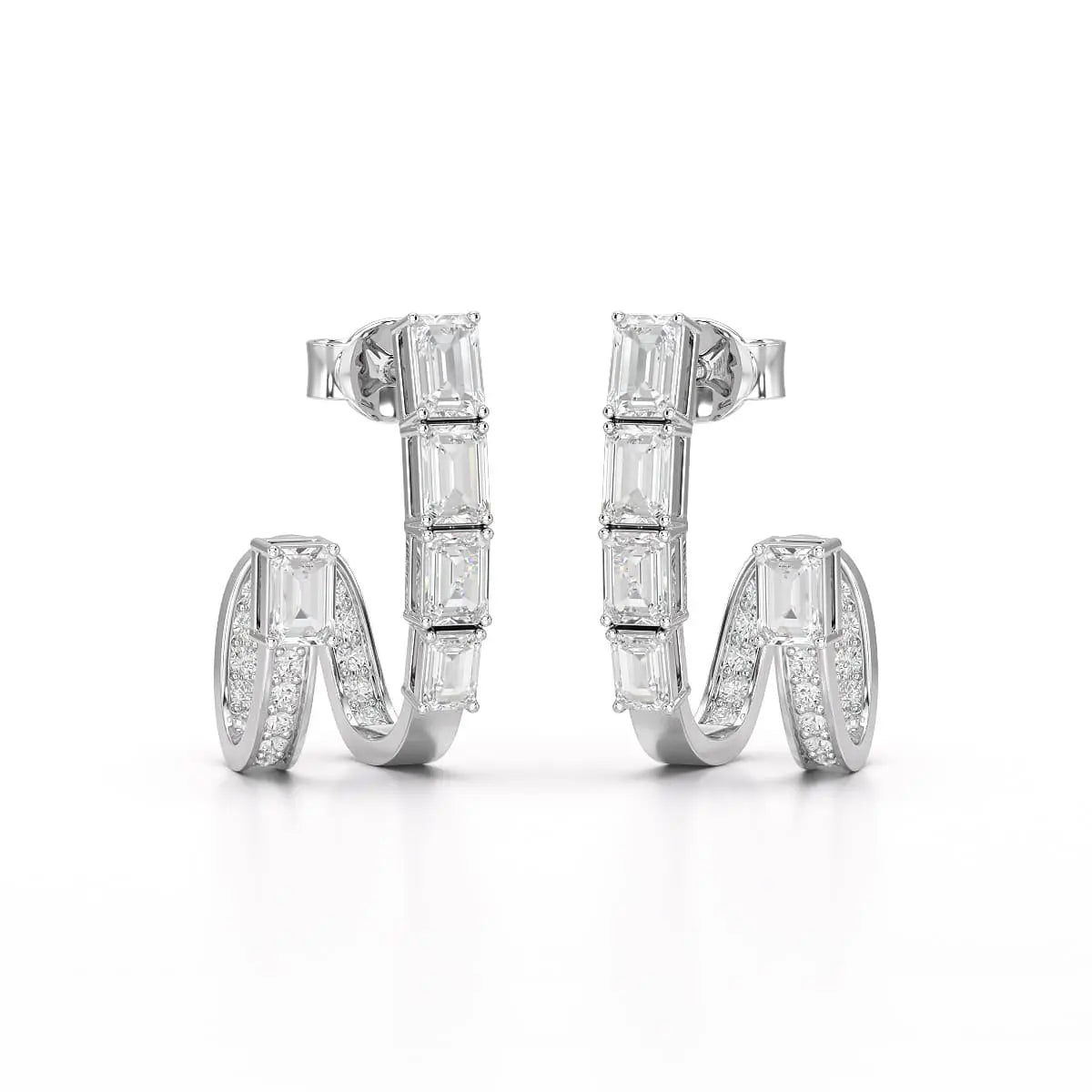 1.53 CT Lab Diamond Emerald Cut Earrings Jama Jewels