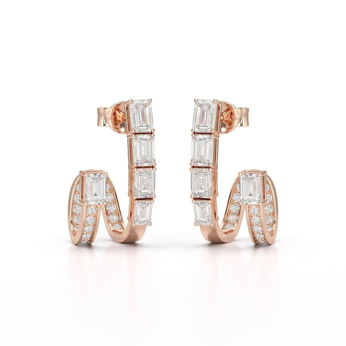 1.53 CT Lab Diamond Emerald Cut Earrings Jama Jewels