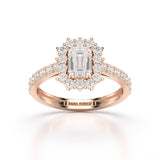 1.5 CT Lab Diamond Emerald Cut Halo Ring