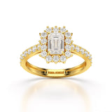1.5 CT Lab Diamond Emerald Cut Halo Ring