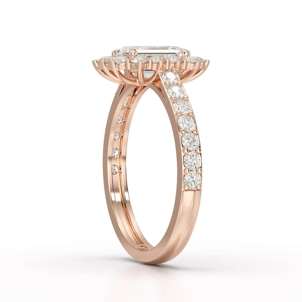 1.5 CT Lab Diamond Emerald Cut Halo Ring Jama Jewels