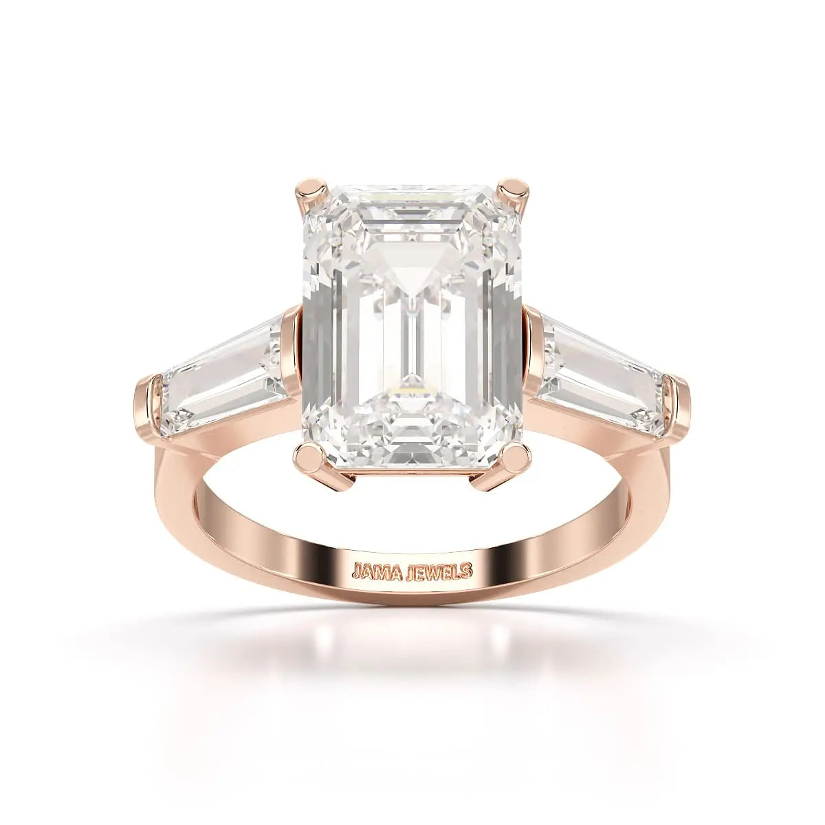 1.5 CT Lab Diamond Three Stone Emerald Cut Ring
