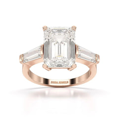 1.5 CT Lab Diamond Three Stone Emerald Cut Ring