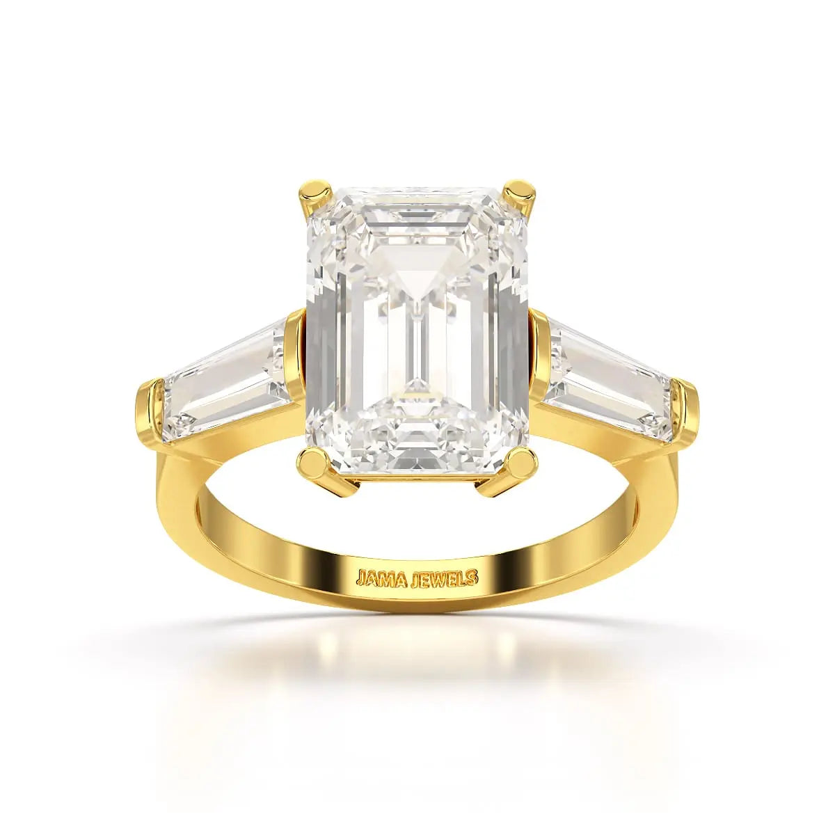 1.5 CT Lab Diamond Three Stone Emerald Cut Ring