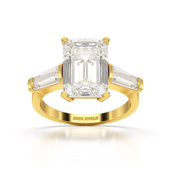 1.5 CT Lab Diamond Three Stone Emerald Cut Ring