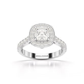 1.61 CT Cushion Cut Halo Lab Diamond Ring
