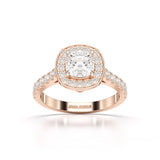 1.61 CT Cushion Cut Halo Lab Diamond Ring
