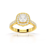 1.61 CT Cushion Cut Halo Lab Diamond Ring