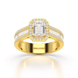 1.72 CT Emerald Cut Halo Lab Diamond Ring