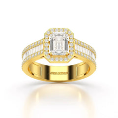 1.72 CT Emerald Cut Halo Lab Diamond Ring Jama Jewels