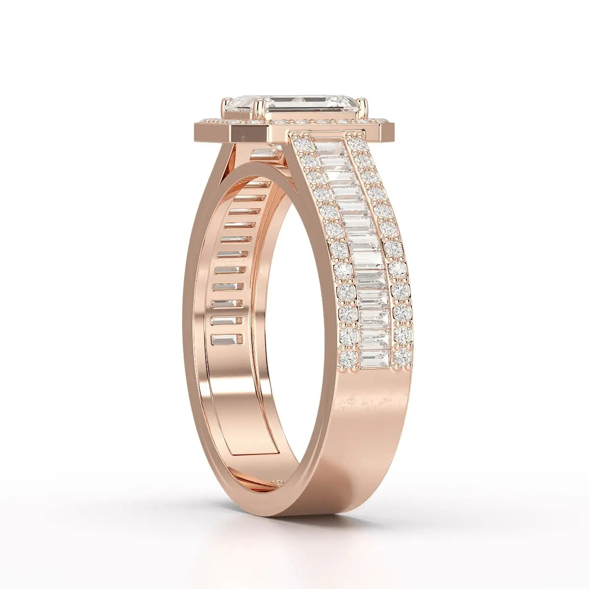 1.72 CT Emerald Cut Halo Lab Diamond Ring Jama Jewels