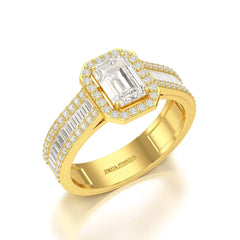 1.72 CT Emerald Cut Halo Lab Diamond Ring Jama Jewels