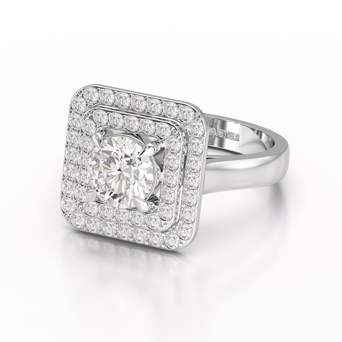 1.63 CT Lab Diamond Round Cut Halo Ring