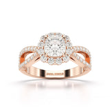 1.64 CT Halo Lab Diamond Cushion Cut Ring