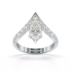 1.66 CT Curved Marquise Cut Lab Diamond Ring