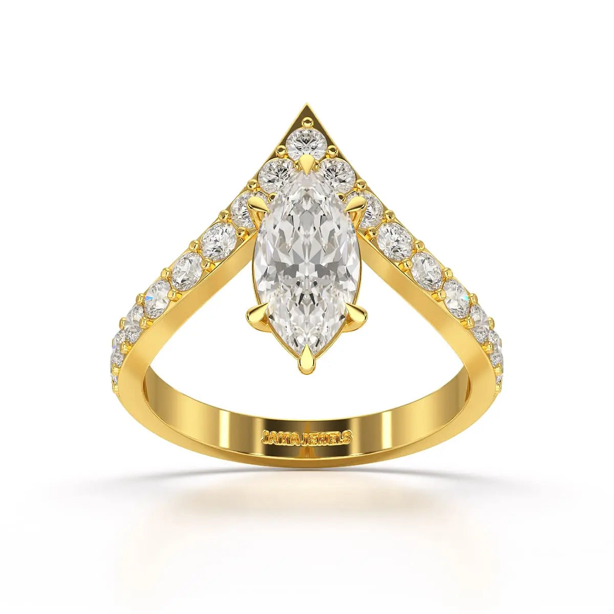 1.66 CT Curved Marquise Cut Lab Diamond Ring