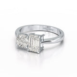 1.6 CT Emerald and Round Lab Diamond Ring