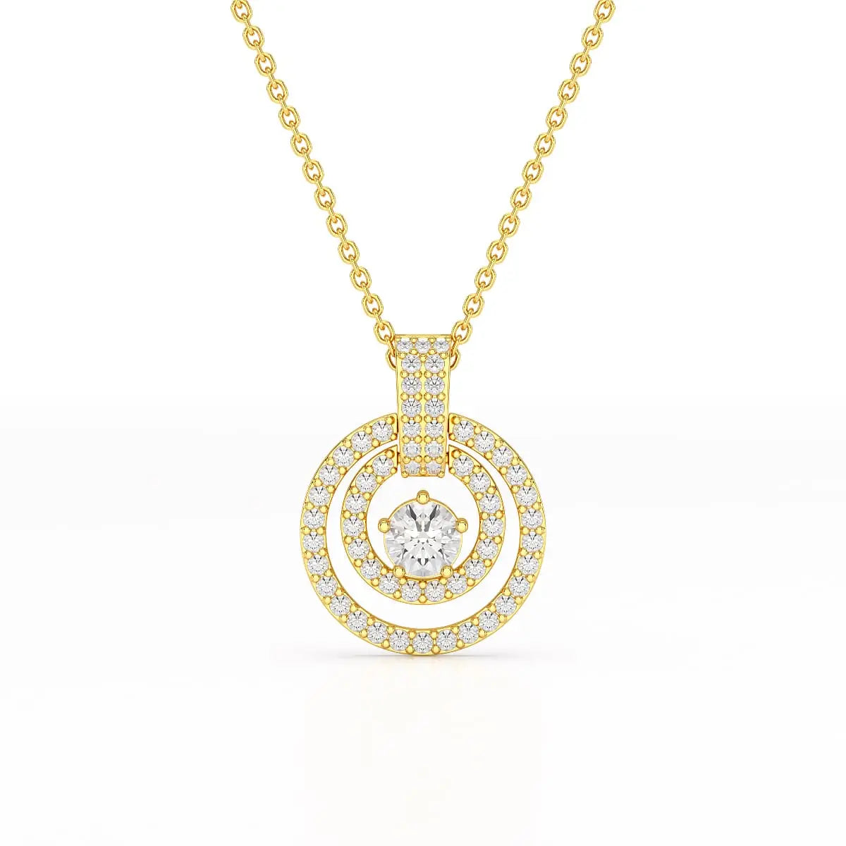 1.6 CT Lab Diamond Round Cut Chain Pendant Jama Jewels
