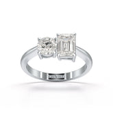 1.6 CT Emerald and Round Lab Diamond Ring