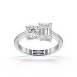 1.6 CT Emerald and Round Lab Diamond Ring