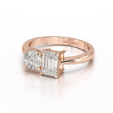 1.6 CT Emerald and Round Lab Diamond Ring